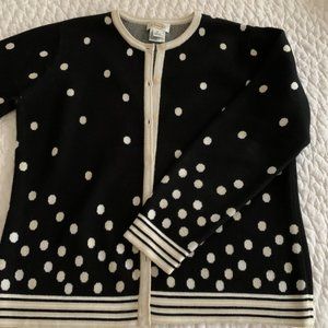 Talbots 100% Cotton Jacquard Knit Cardigan Sweater